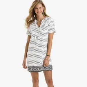 Vineyard Vines White and Black Fan Border Dress Size 10